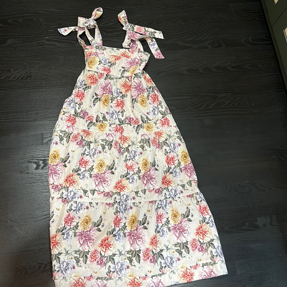 House of Harlow Linen Floral Maxi Dress - Small